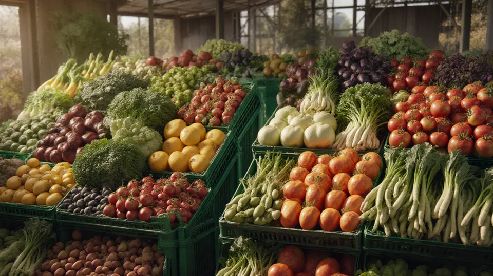 市场新鲜蔬菜展示