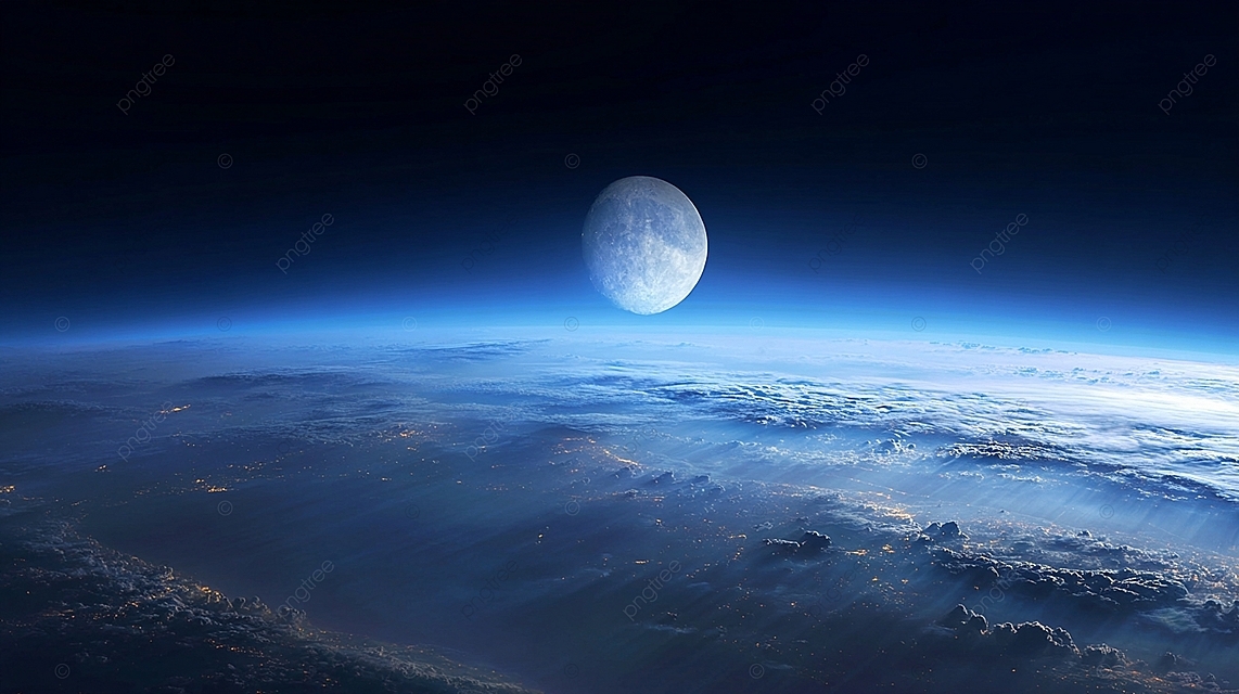 从高分辨率的空间中观察到迷人的蓝色月亮宁静