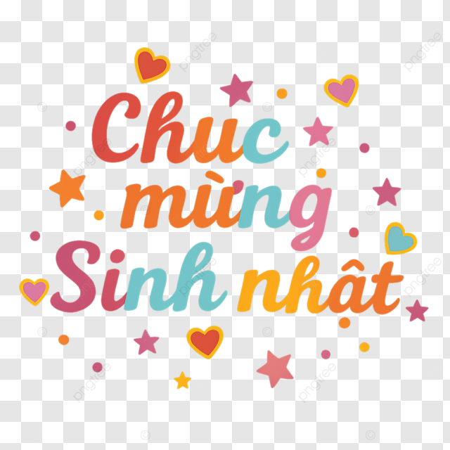 越南生日快乐可爱卡通多彩字体