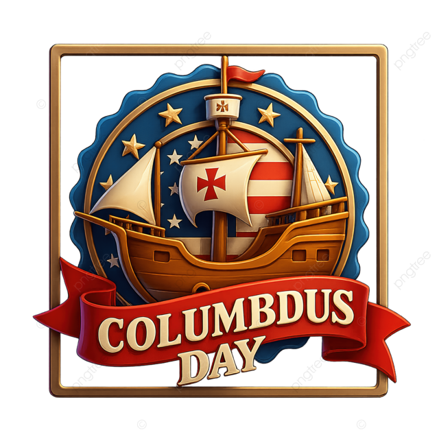 哥伦布日快乐美国国庆节船美国国旗矢量图