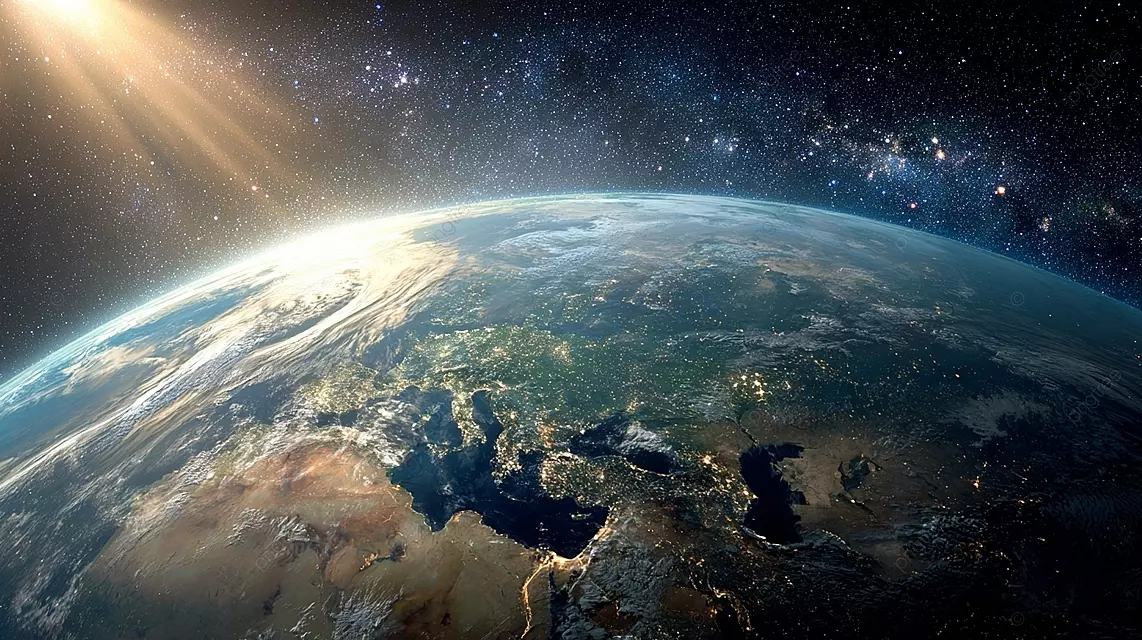 从空间发光星星的地球