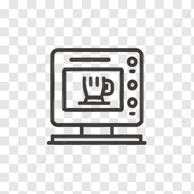 笔记本电脑或台式微波炉的图标，屏幕上显示一个杯子