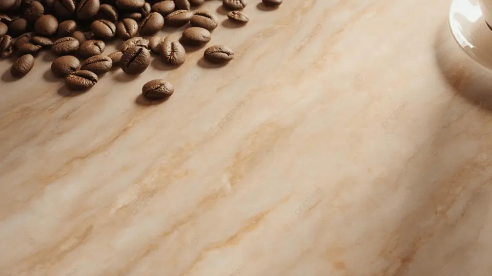 咖啡豆与大理石纹理