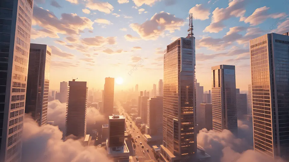 城市日落天际线