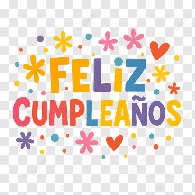 西班牙生日快乐可爱卡通花朵爱心