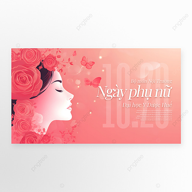 卡通插画花卉蝴蝶女人侧脸越南女人节节日祝福网页横幅