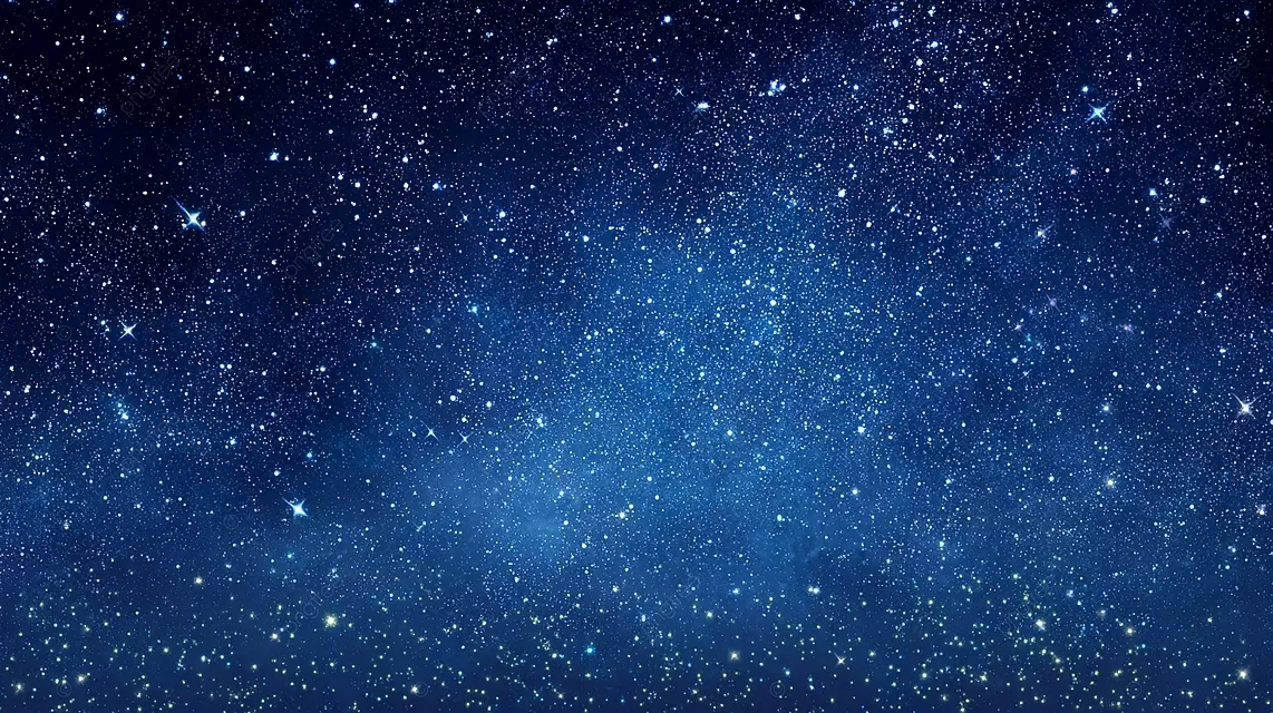 在深蓝色背景上的巨大繁华的星空，蓝色和白色闪烁的星星