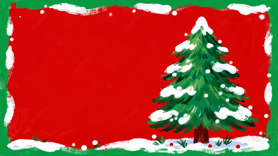 圣诞节红色圣诞树雪景留白背景