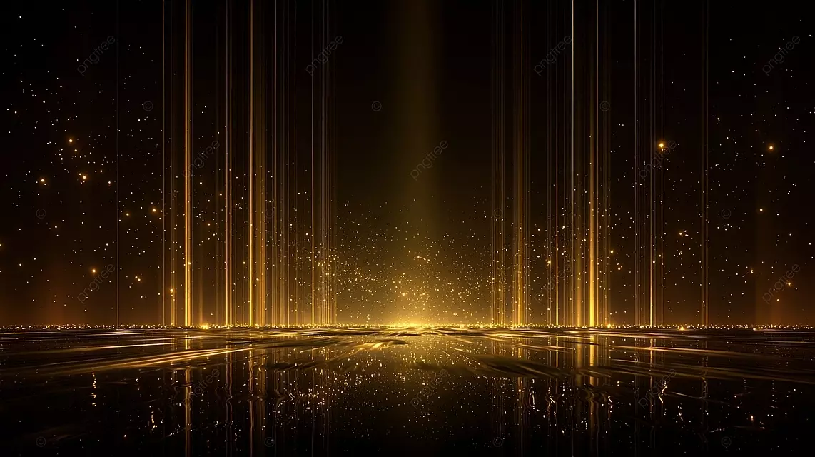 带有未来派的轻支柱和横梁的豪华金色星空路径