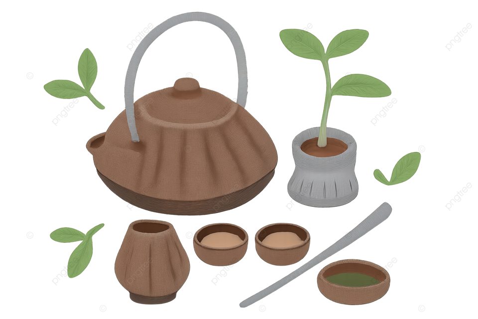 杯子古朴的日本茶壶Irasutoya