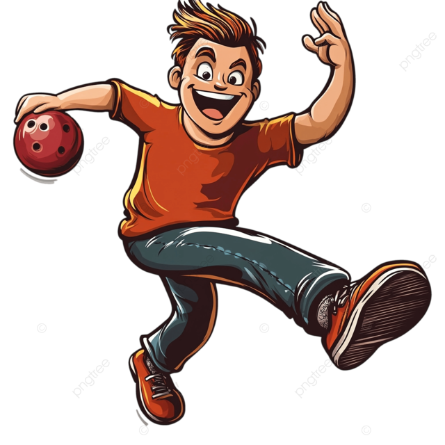 保龄球男子png贴纸休闲活动插画