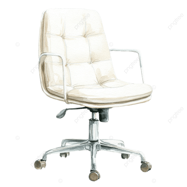 带有干净白色调色板的家庭办公椅的水彩剪贴画