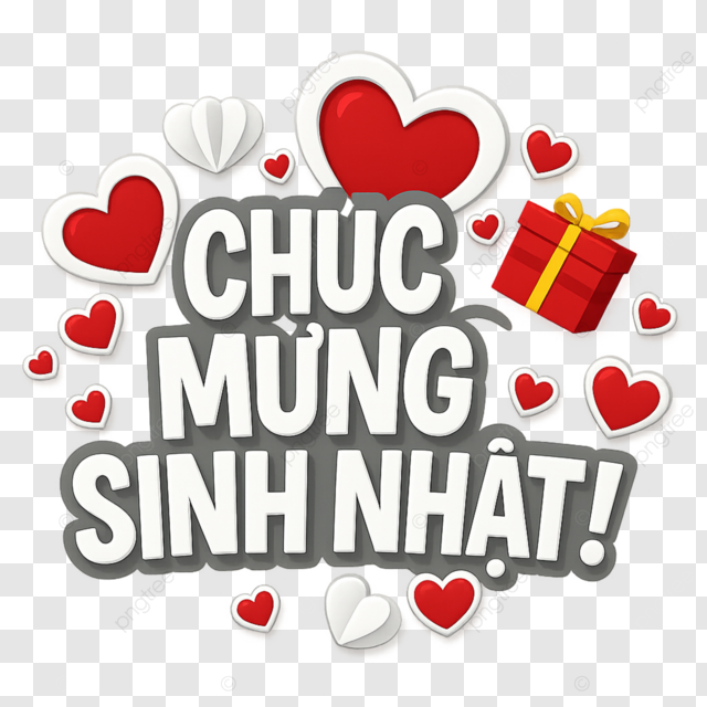 越南生日快乐红白爱心礼物