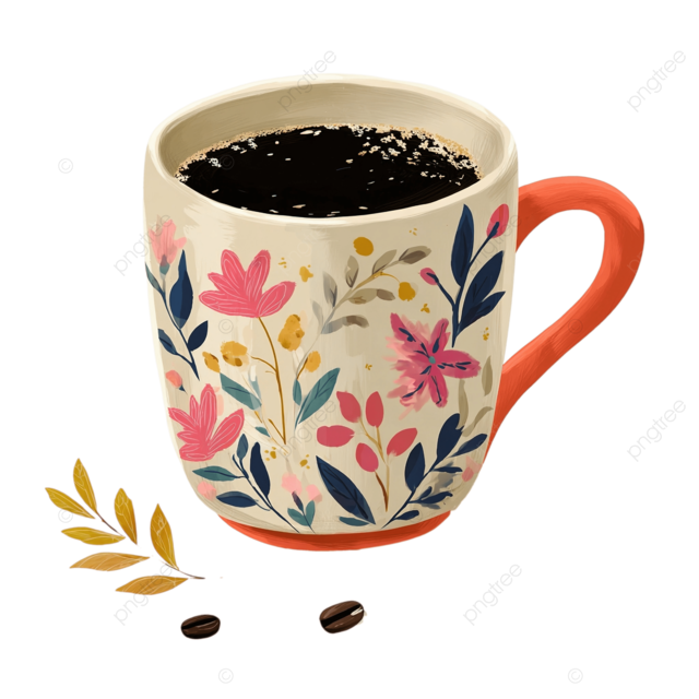 带有咖啡剪贴画的舒适杯子在白色背景