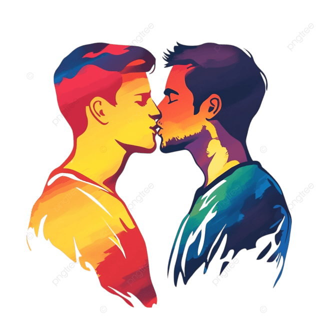 lgbtq情侣接吻png剪贴画同性婚姻插图