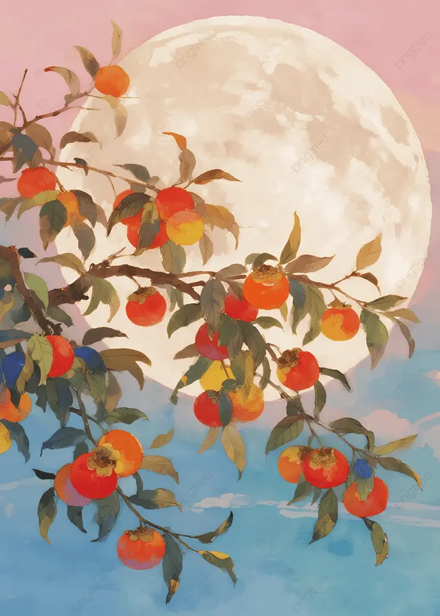月亮满月秋夕插画背景