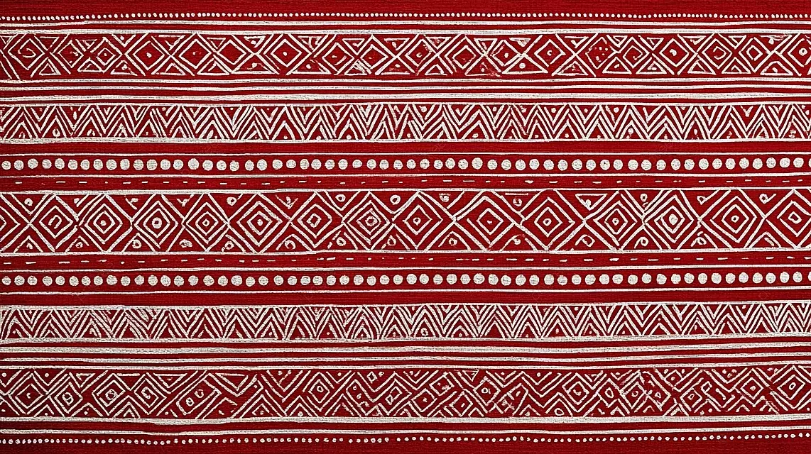 民族几何图案红白条纹锯齿形钻石圆点对称传统艺术