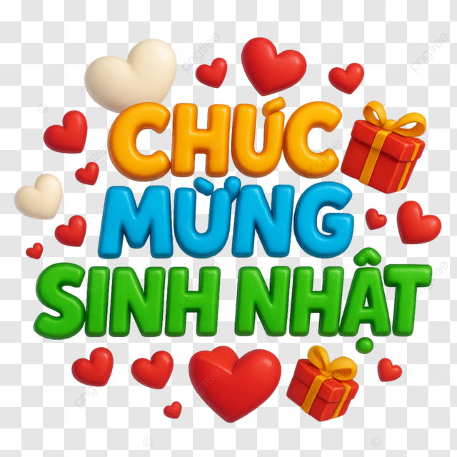 越南生日快乐卡通爱心