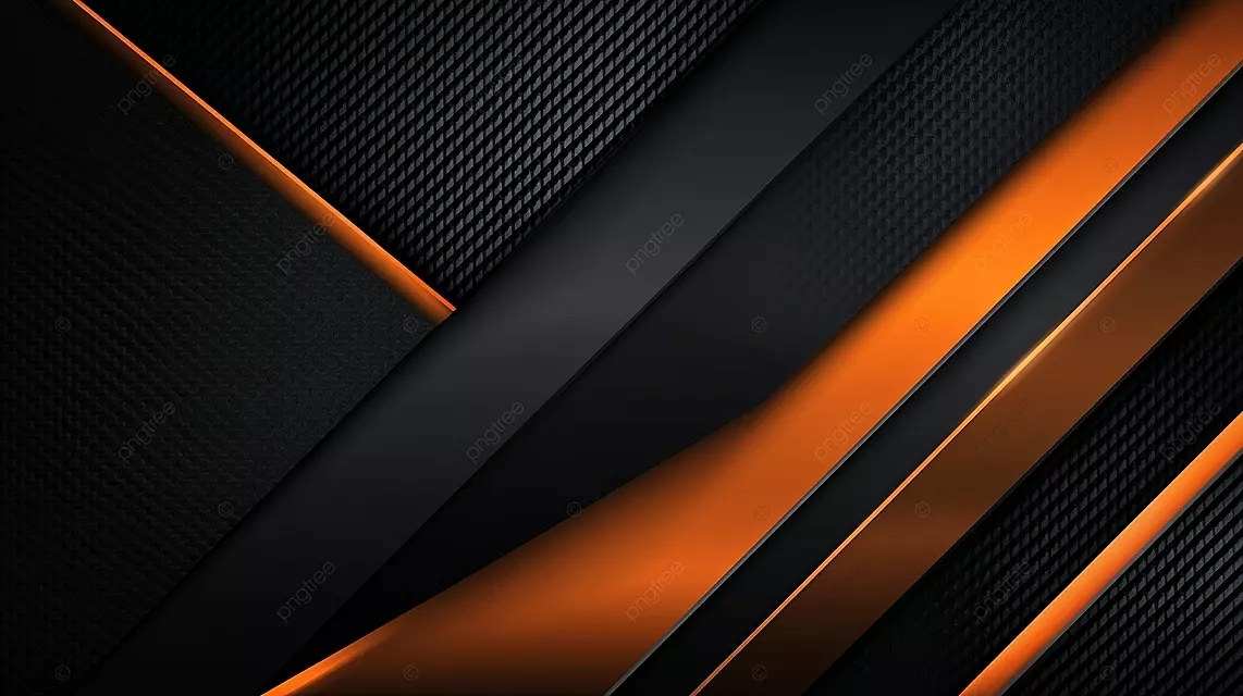 现代设计黑色背景橙色金属条纹碳纤维纤维技术技术促销