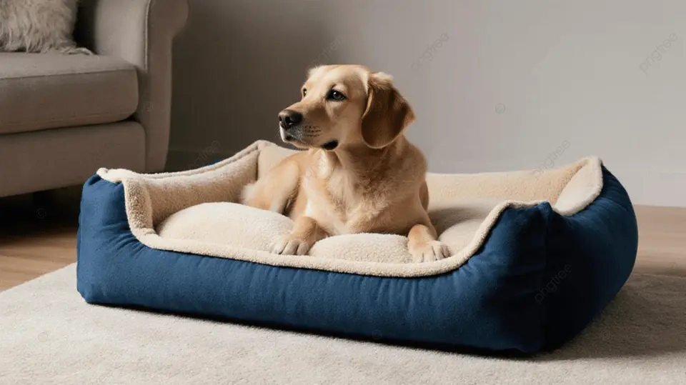 宠物狗休息在舒适床上