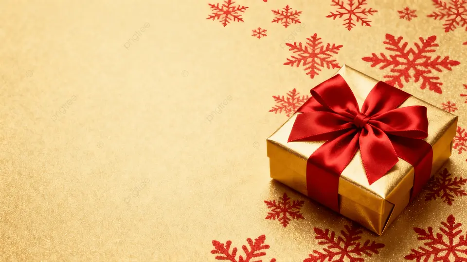 圣诞节金色红礼雪花背景