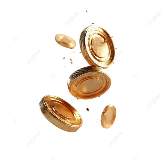 金币在空气中飞出明亮的3D搅拌器白色背景