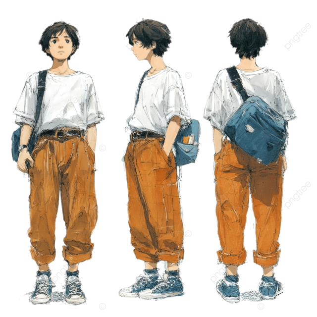 新海诚启发的休闲装年轻大学生角色设计