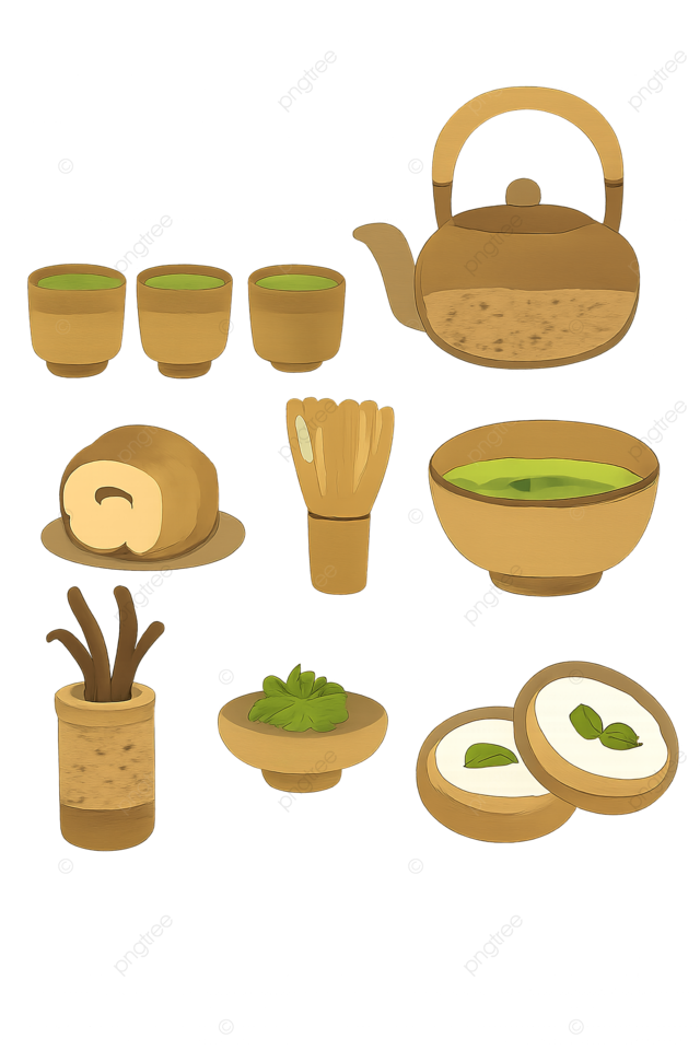 虚线日式茶壶图案杯子配色irasutoya