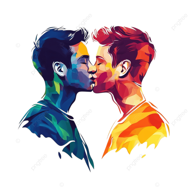 lgbtq情侣接吻png剪贴画同性婚姻插图
