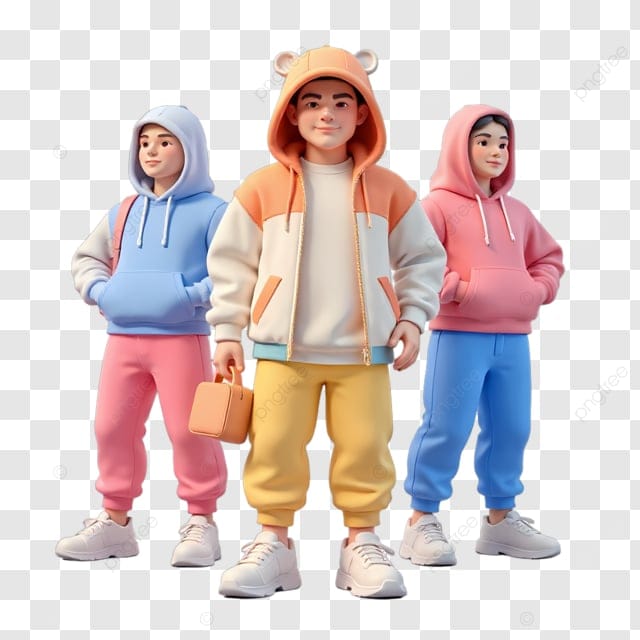 休闲男孩三重奏3D装饰