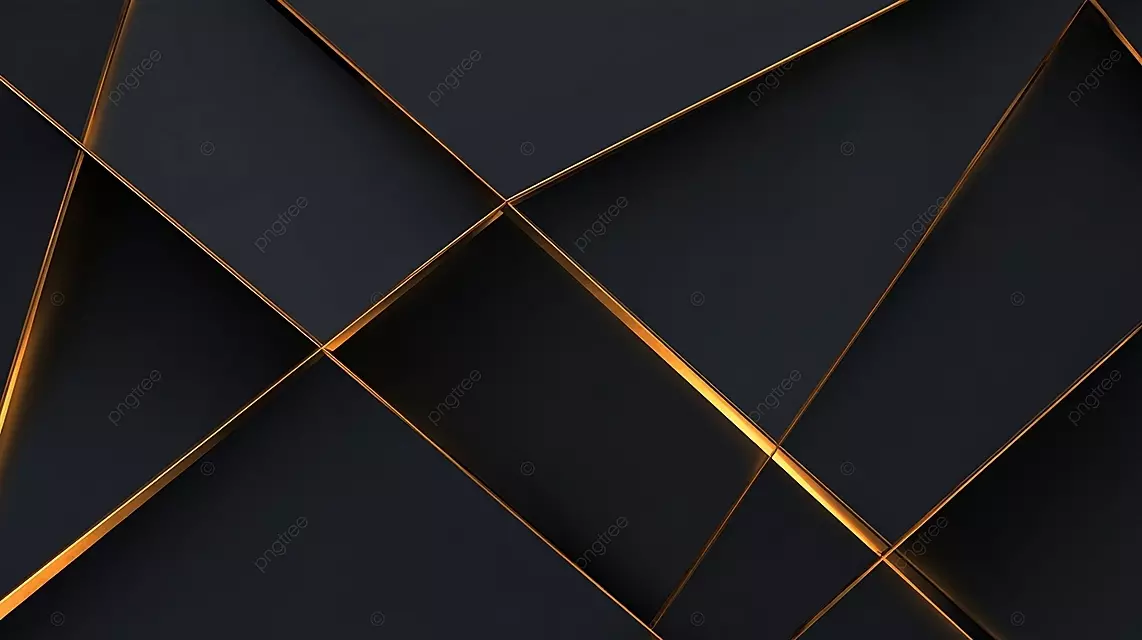 黄金几何线在黑暗背景上与微妙的梯度效应相交