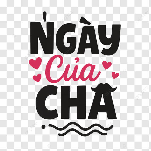 越南父亲节快乐黑色字体红心祝福海报