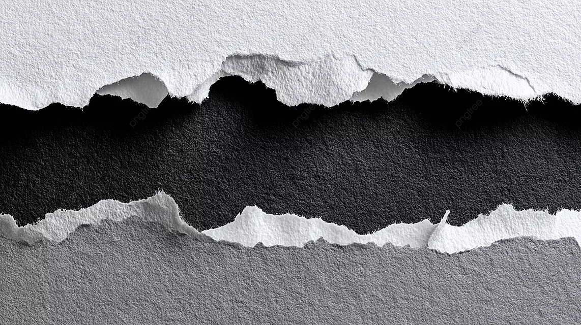 黑色中心和灰色背景撕裂的纸张效果揭示了神秘的空间