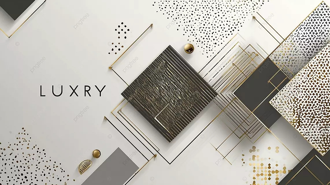 抽象的豪华几何设计与金色和白色形状