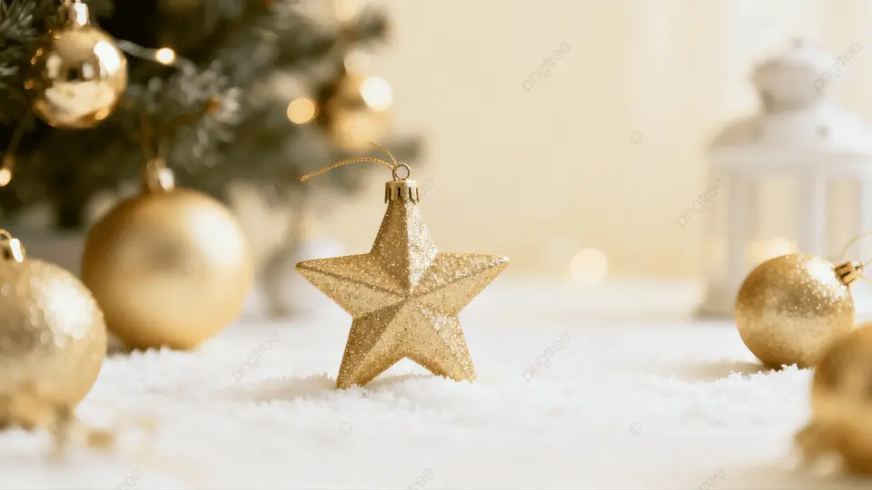 圣诞节米色金星雪景背景