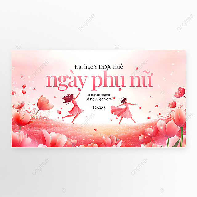卡通插画女人跳舞花卉花瓣越南女人节节日祝福网页横幅