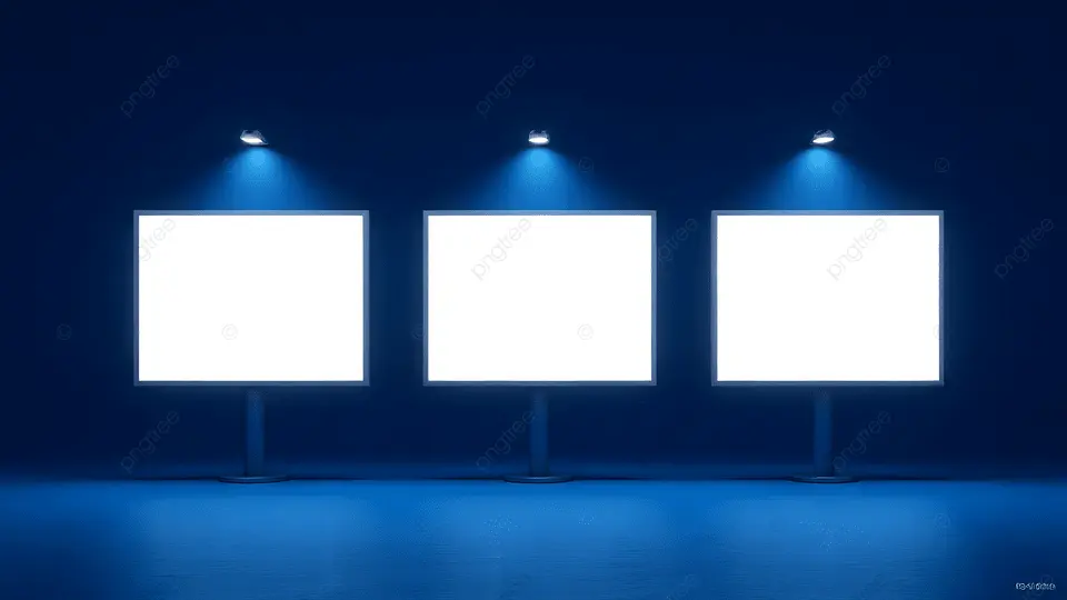 三盏灯柱蓝色舞台
