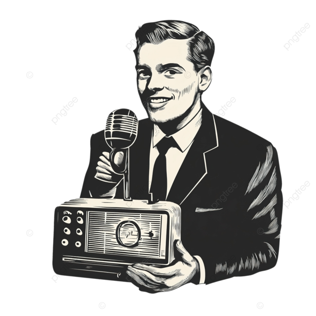 男人 png 广播 公告 贴纸 复古 插图
