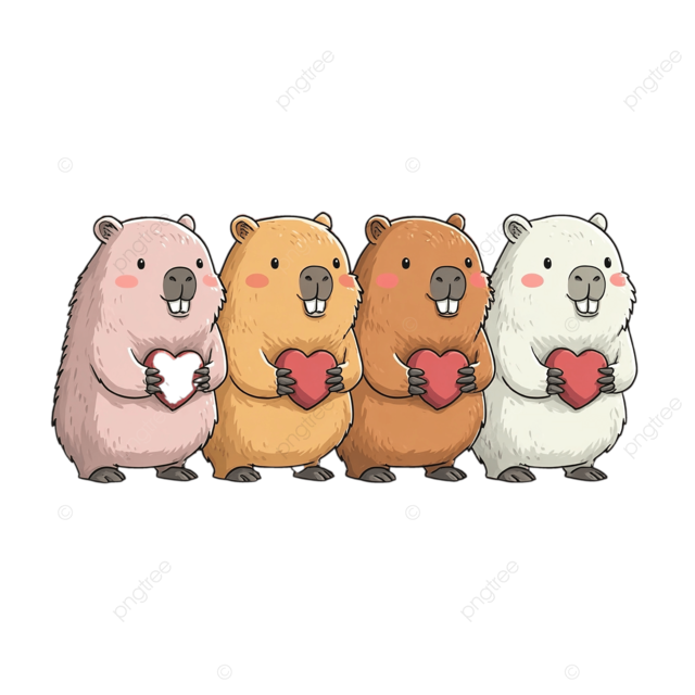 情人节手捧爱心的水豚剪贴画