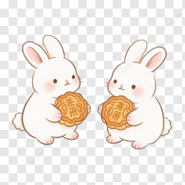 中秋团圆玉兔捧月饼