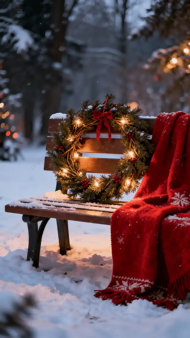 圣诞节绿色雪景花环背景