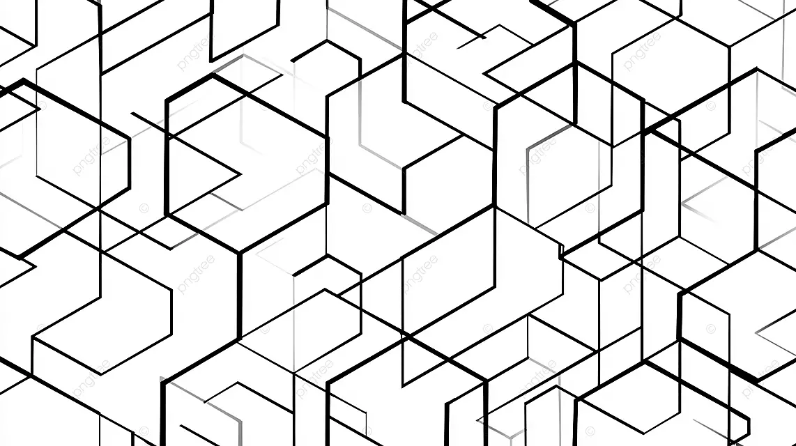 几何图案与黑线和六角形在白色背景极简主义设计