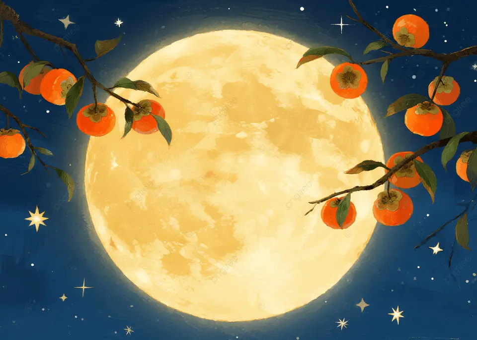 秋夜月亮蓝色氛围背景