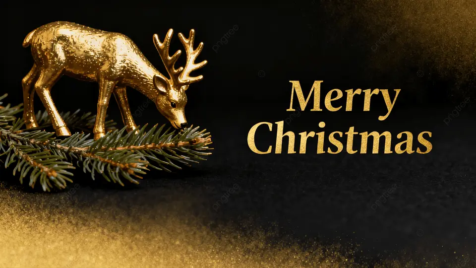 圣诞节黑色merry christmas金鹿背景
