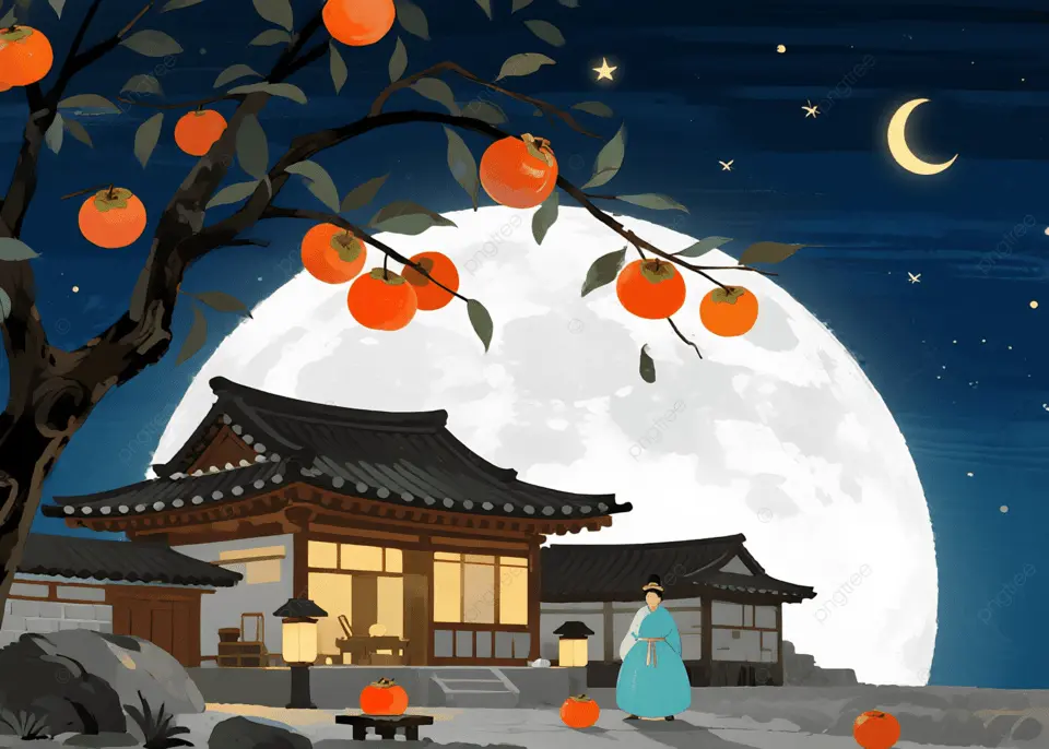 满月秋夕月亮插画背景