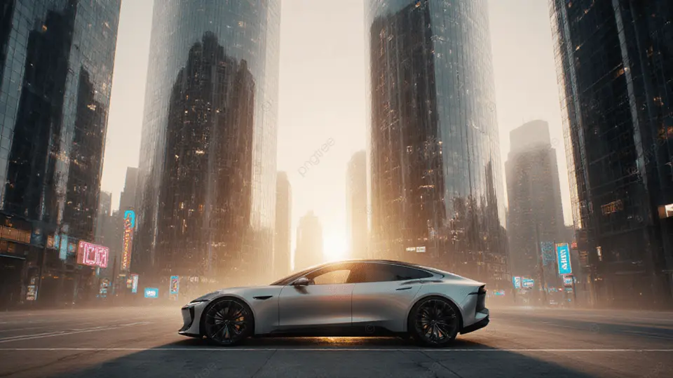 未来城市中的跑车