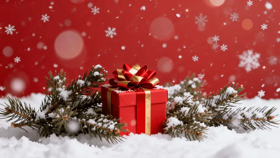 圣诞节红色雪红礼背景