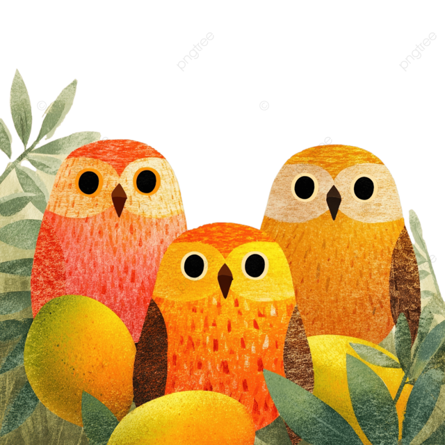 异想天开的猫头鹰和充满活力的芒果