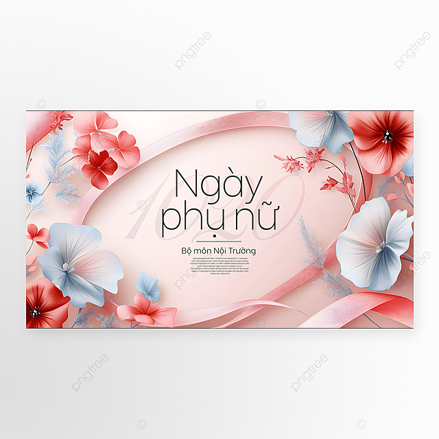 卡通插画丝带花卉越南女人节节日祝福网页横幅