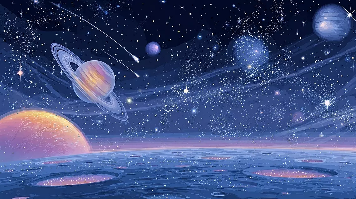 梦幻般的宇宙与行星和星空